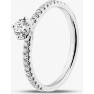 1888 Collection 9ct White Gold 0.40ct Brilliant Cut Diamond Twist Solitaire Shoulder Set Ring RSP01-9W-0.25-H-SI2