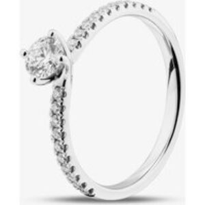 1888 Collection 9ct White Gold 0.48ct Brilliant Cut Diamond Twist Solitaire Shoulder Set Ring RSP01-9W-0.33-H-SI2