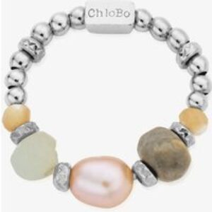 ChloBo Treasures Of Bali Calming Waters Sterling Silver Multi Stone Beaded Ring SR2AP