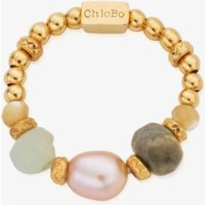 ChloBo Treasures Of Bali Calming Waters 18ct Yellow Gold Plated Multi Stone Beaded Ring GR2AP