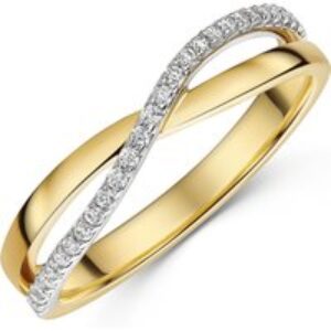 9ct Yellow Gold CZ 2.5mm Crossover Ring