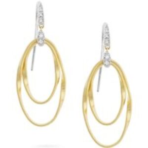 Marco Bicego Onde 18ct Yellow Gold 0.08ct Diamond Double Hoop Earrings OG372-A B1 YW M5