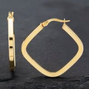 Pre-Owned 9ct Yellow Gold 30mm Sq. Hoop Earrings 41172521