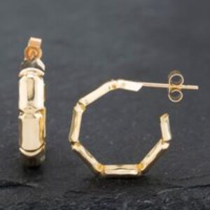Pre-Owned Yellow Gold 17.8mm Bamboo Trend Hoop Earrings 41172495