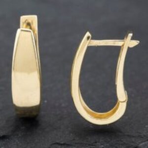 Pre-Owned 9ct Yellow Gold 17mm Simple Oval Leverback Earrings 41172497