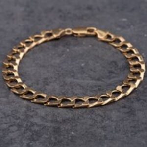 Pre-Owned 9ct Yellow Gold Square 8 Inch Curb Chain Bracelet 41081110