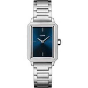 CLUSE Silver + Blue Fluette Hyperlink Bracelet Watch – Silver