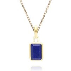 Classic Baguette Lapis Lazuli Pendant Necklace in 9ct Yellow Gold