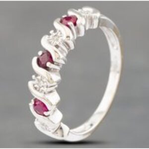 Pre-Owned 9ct White Gold Ruby & Diamond Half Eternity Ring 41382444