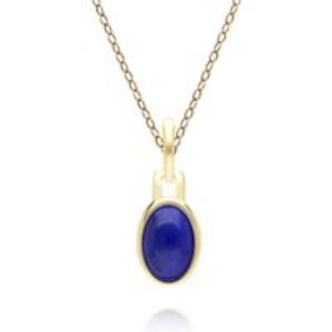 Classic Oval Lapis Lazuli Pendant Necklace in 9ct Yellow Gold