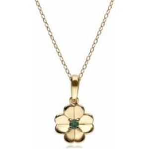 Gardenia Emerald Clover Pendant Necklace In 9ct Yellow Gold