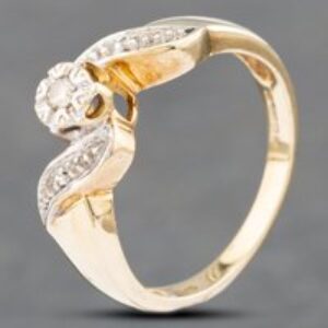 Pre-Owned 9ct Yellow Gold Brilliant Cut Diamond Twist Shoulder Set Solitaire Ring 41671448