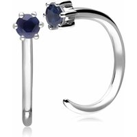 Sapphire Pull Through Hoop Earrings in 9ct White Gold - Image 2