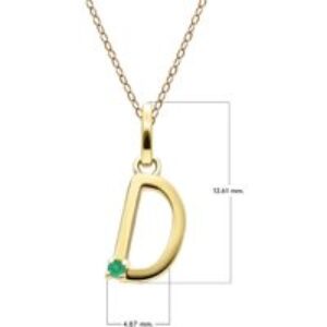 Initial Emerald Letter Necklace In 9ct Yellow Gold