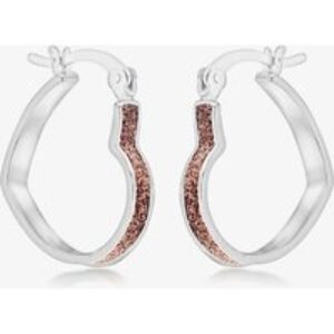 Sterling Silver Rose Stardust Heart Hoop Earrings 8.51.2029