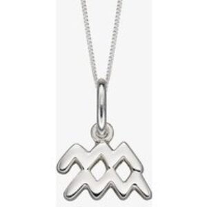 Sterling Silver Aquarius Zodiac Sign Pendant Necklace P4998