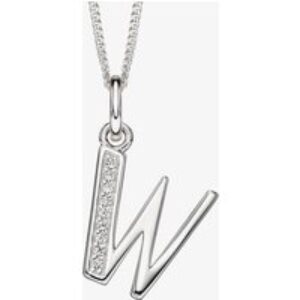 Sterling Silver Cubic Zirconia Initial "W" Pendant Necklace P4745CW
