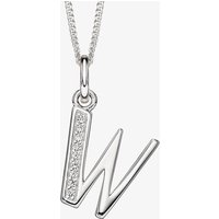 Sterling Silver Cubic Zirconia Initial "W" Pendant Necklace P4745CW - Image 2