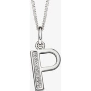 Sterling Silver Cubic Zirconia Initial "P" Pendant Necklace P4738CP