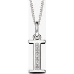 Sterling Silver Cubic Zirconia Initial "I" Pendant Necklace P4731CI