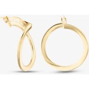 9ct Yellow Gold 15mm Off Set Hoop Earrings ER329
