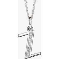 Sterling Silver Cubic Zirconia Initial "Z" Pendant Necklace P4748CZ - Image 2