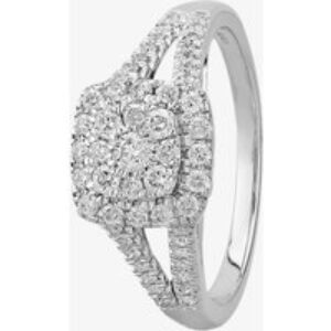 9ct White Gold 0.50ct Diamond Split Shouldered Square Cluster Ring THR19764-50D P