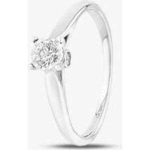 9ct White Gold 0.25ct Diamond Bridge Accent Solitaire Ring THR15625-25 P