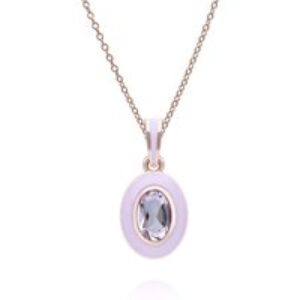 Siberian Waltz Violet Enamel & Pink Amethyst Pendant In 18ct Rose Gold Plated Sterling Silver