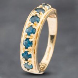 Pre-Owned 9ct Yellow Gold Blue Topaz 7 Stone Half Eternity Ring 41102462