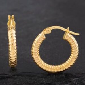Pre-Owned Yellow Gold 19mm Ribbed Hoop Earrings 41172457