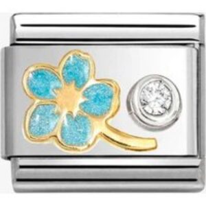 Nomination CLASSIC Stainless Steel 18ct Yellow Gold Cubic Zirconia Blue Myosotis Charm 630302/09