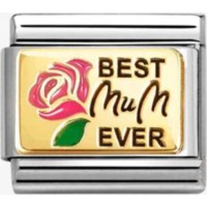 Nomination CLASSIC Stainless Steel 18ct Yellow Gold Best Mum Ever Charm 030289/14