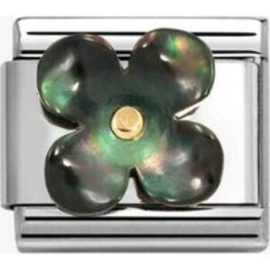 Nomination CLASSIC Sterling Silver Mother Of Pearl Black Flower Charm 030521/22