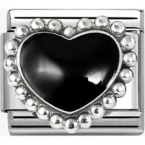 Nomination Stainless Steel & Silver Black Dotted Heart Charm 330204/38