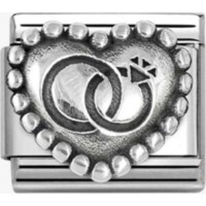 Nomination Stainless Steel & Silver Wedding Rings Bead Heart Charm 330101/90