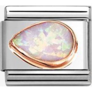 Nomination Stainless Steel 9ct Yellow Gold Pink Opal Left Charm 430513/38
