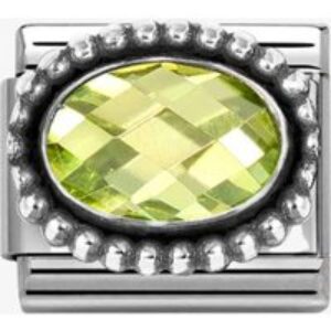 Nomination Stainless Steel & Silver Green Cubic Zirconia Oval Beaded Charm 330607/004