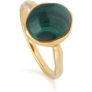 Abnormal B Gem Malachite Ring in Yellow Gold Plated Silver