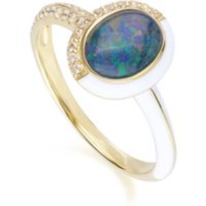Siberian Waltz Triplet Opal & White Topaz Ring in Gold Plated Sterling Silver