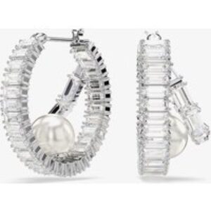 Ariana Grande X Swarovski Capsule White Crystal & Pearl Hoop Earrings 5720868