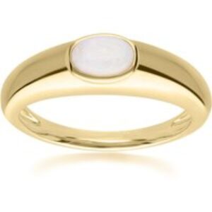 Trendy Vintage Oval Opal Ring in 18ct Gold Plated Silver