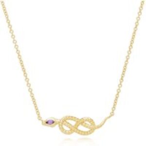 ECFEW™ Amethyst Winding Snake Pendant Necklace in Gold Plated Sterling Silver