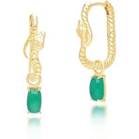ECFEW™ Chalcedony Snake Dangle Hoop Earrings in Gold Plated Sterling Silver - Image 2