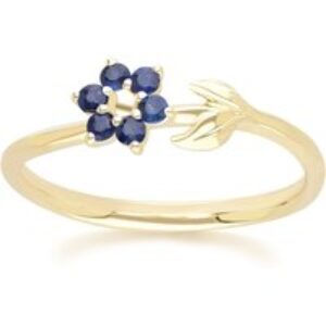 Floral Vine Sapphire Ring in 9ct Yellow Gold