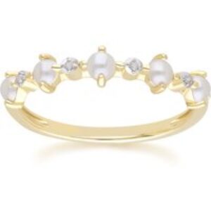 Classic Pearl & Diamond Eternity Ring in 9ct Yellow Gold