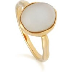 Abnormal B Gem Moonstone Ring in Yellow Gold Plated Silver