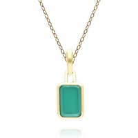 Classic Baguette Chalcedony Pendant Necklace in 9ct Yellow Gold - Image 2