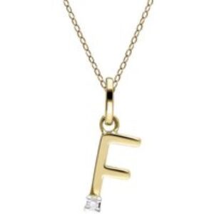 Initial Diamond Letter Necklace In 9ct Yellow Gold