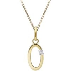 Initial Diamond Letter Necklace In 9ct Yellow Gold